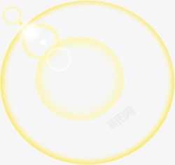 黄色圆形透明光亮气泡素材