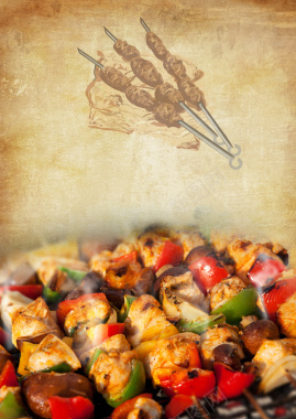美食撸串烤串海报背景背景