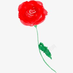 红色手绘玫瑰花素材