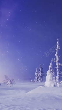 蓝色天空雪景H5背景图片背景