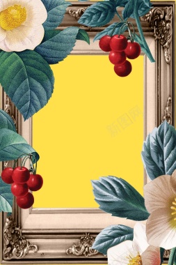 黄色温暖阳光花环植物浪漫婚庆广告背景背景