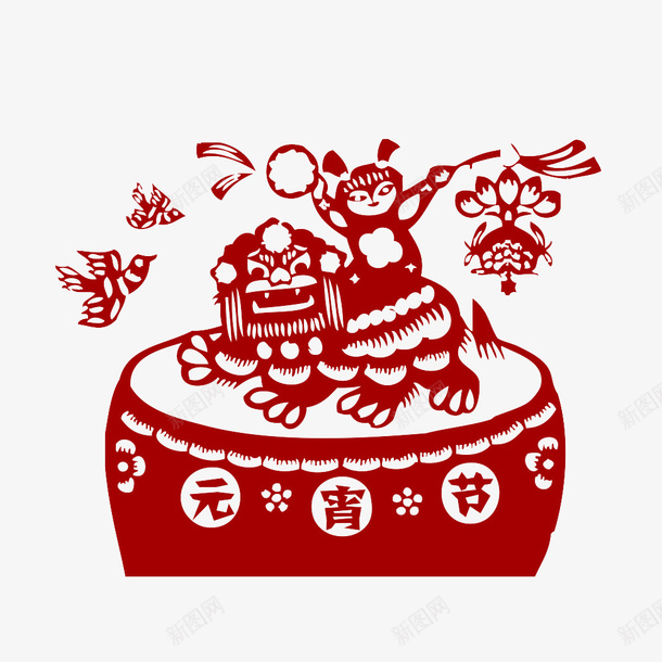 舞狮的剪纸png免抠素材_88icon https://88icon.com 传统手工艺 剪纸 剪纸艺术 手工艺 民间艺术 舞狮 舞狮剪纸