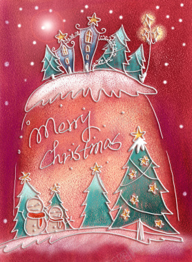 手绘粉彩圣诞树背景背景