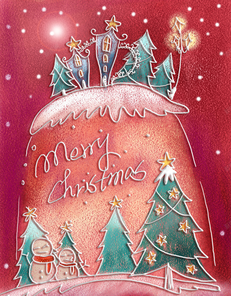 手绘粉彩圣诞树背景psd设计背景_88icon https://88icon.com 圣诞树 圣诞 手绘 粉彩 雪 卡通 童趣