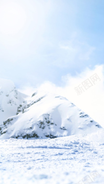 白色简约户外雪景H5背景素材背景
