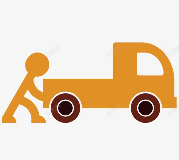 人推汽车png免抠素材_88icon https://88icon.com 交通工具 人推汽车 推车 汽车