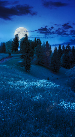 犹豫大气蓝色质感明月地产背景素材高清图片