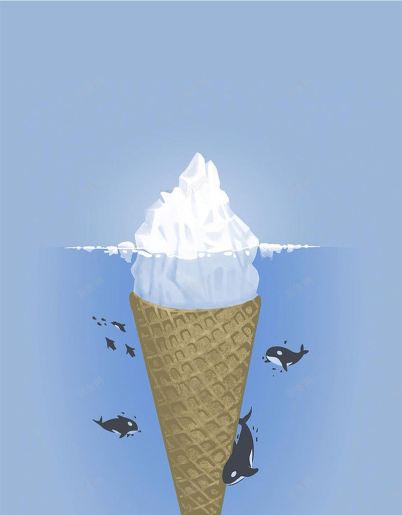 创意的冰激凌H5素材背景jpg设计背景_88icon https://88icon.com 蓝色背景 冰激凌 创意 海豚 H5素材