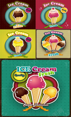 雪糕雪糕冰淇淋美食卡通手绘矢量图背景
