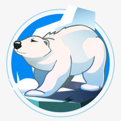 水塘风景北极熊手绘可爱卡通动物插画矢量图高清图片