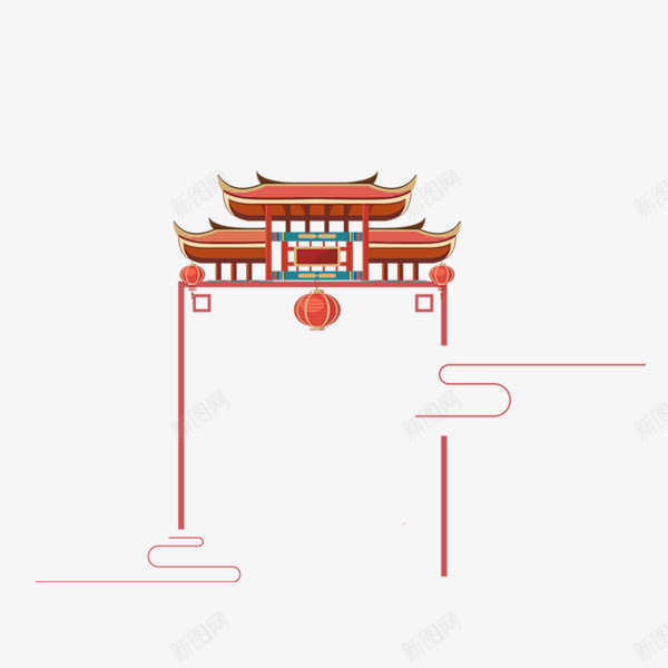 手绘中国风古代装饰建筑png免抠素材_88icon https://88icon.com 中国风 古代建筑 建筑 手绘中国风古代装饰建筑