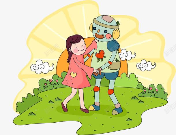 之小女孩与机器人跳舞png免抠素材_88icon https://88icon.com 唯美 小女孩 机器人 跳舞