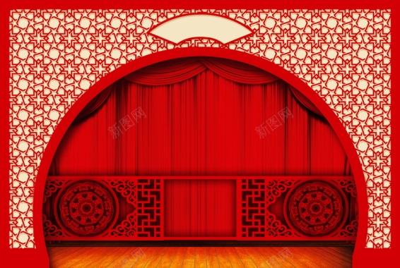 红色窗花背景模板背景