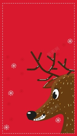红色简洁麋鹿鹿红色圣诞节小麋鹿背景高清图片