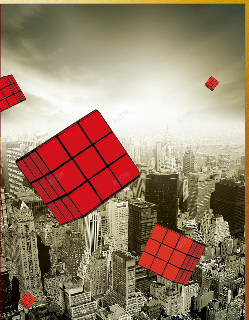 商务城市魔方背景psd设计背景_88icon https://88icon.com PSD 免费 印刷 城市 广告 海报 背景 高清背景 魔方