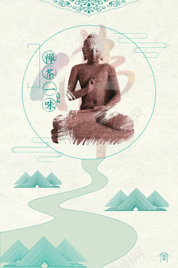 简约佛教文化海报背景模板背景