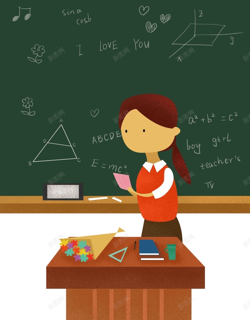 灰绿色清新文艺教师节校园老师黑板插画psd设计背景_88icon https://88icon.com 教师节 灰绿色 文艺 清新 黑色 校园 课堂 黑板 老师 女老师 插画海报 原创插画 手绘插画 手绘