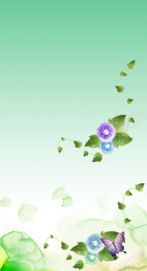 清新花朵绿色韩式背景背景
