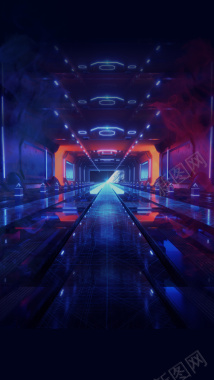 霓虹科技机械隧道背景
