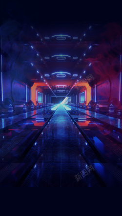 炫彩风格霓虹科技机械隧道高清图片