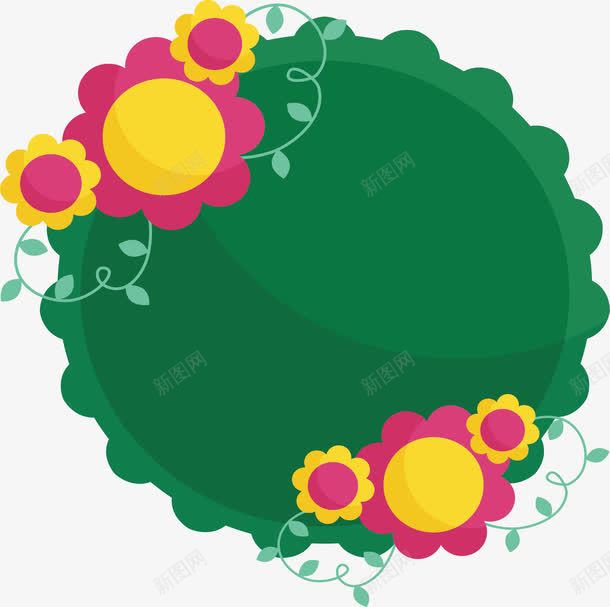 绿色太阳标签标题框png免抠素材_88icon https://88icon.com 太阳标签 矢量素材 绿色 花朵标题框 锯齿