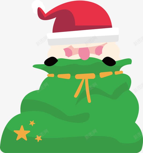 绿色礼物袋里的圣诞老人png免抠素材_88icon https://88icon.com 圣诞礼物 圣诞老人 圣诞节 矢量png 礼物袋 绿色袋子