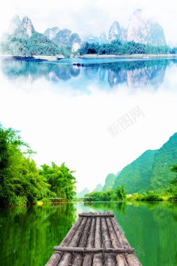 创意旅游桂林山水甲天下背景素材背景