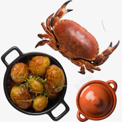 螃蟹锅螃蟹干锅土豆杯锅高清图片