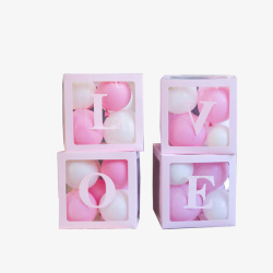 生日粉白色气球盒子素材
