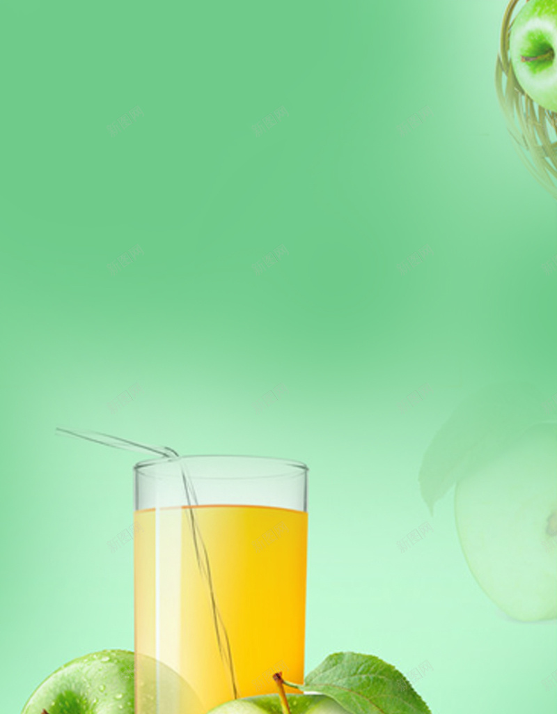 绿色苹果汁新品上市手机端H5背景jpg设计背景_88icon https://88icon.com H5背景 冷饮店 手机端 新品上市 特色推荐 素材 绿色 苹果 苹果汁 饮料 鲜榨果汁