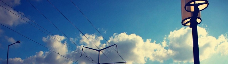 蓝色天空电线海报背景背景