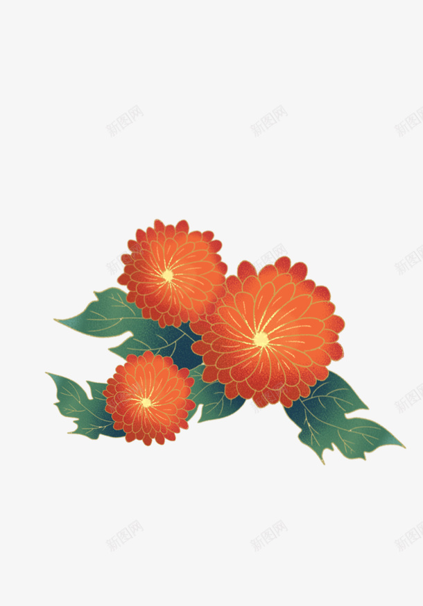 国潮风菊花彩色菊花插画psd免抠素材_88icon https://88icon.com 国潮风 彩色菊花 插画 菊花