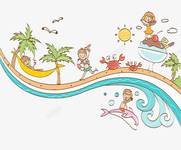 孩子在海边玩冲浪png免抠素材_88icon https://88icon.com 冲浪 卡通 孩子 海边