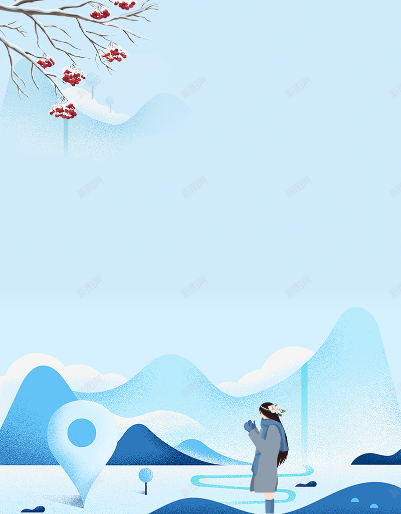 女孩赏雪手绘简约蓝色bannerpsd设计背景_88icon https://88icon.com 冬天 冬季 冬季暖歌 冬日暖歌 冬至 大寒 大雪 寒冬 小寒 小雪 暖冬 节气 设计 雪 雪景 雪花