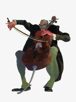拉大提琴的男人插画素材