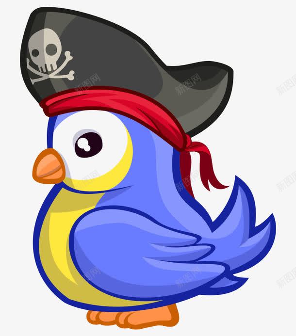 卡通手绘戴海盗帽紫色小鸟png免抠素材_88icon https://88icon.com 卡通的动物 戴海盗帽的小鸟 手绘的小鸟 紫色的小鸟