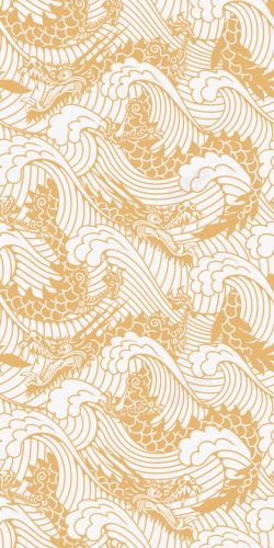 金色图案装饰波浪云纹龙纹元素高清图片