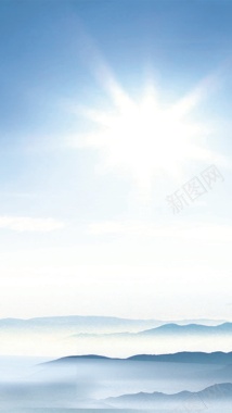 风景蓝天白云远山发光H5背景素材背景