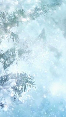 清新冰柱蓝色光晕雪地风景H5背景高清图片