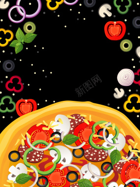 黑色背景创意食物食品披萨背景背景