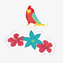 diy花卉和啄木鸟素材