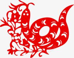 中国风剪纸十二生肖蛇素材