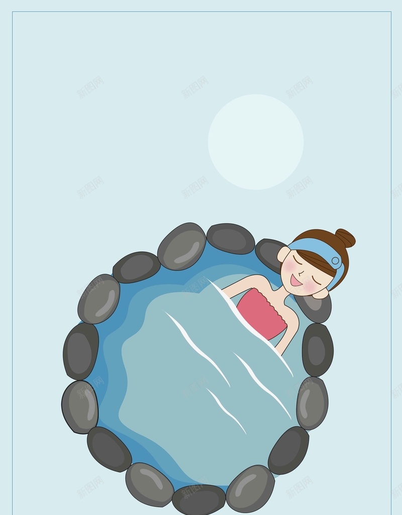 蓝色简约原创插画温泉旅游psd设计背景_88icon https://88icon.com 原创 插画 温泉 简约 蓝色 旅游 手绘 可爱