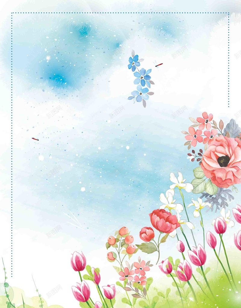 小清新水彩鲜花店海报背景模板psd设计背景_88icon https://88icon.com 促销 宣传 小清新 手绘 水彩 活动 海报 背景模板 鲜花店