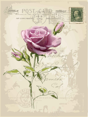欧式信纸背景玫瑰花矢量图背景