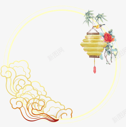 祥云边框灯笼竹叶鸟复古中国风元素png免抠素材_88icon https://88icon.com 复古中国风元素 灯笼 祥云 竹叶 边框 鸟