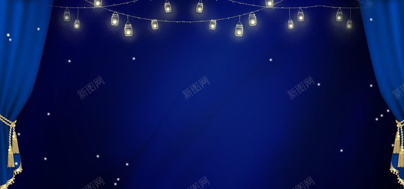 蓝色简约灯泡高档bannerpsd设计背景_88icon https://88icon.com 亮光 幕布 灯泡 简约 舞台 蓝色 金色 高档