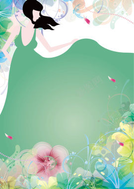 绿色矢量插画韩式微整形海报背景背景