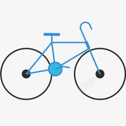 卡通二维蓝色自行车素材