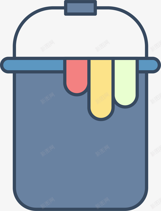 手绘蓝色水桶提桶png免抠素材_88icon https://88icon.com 手绘水桶 水彩 简约 线条 蓝色提桶 蓝色水桶